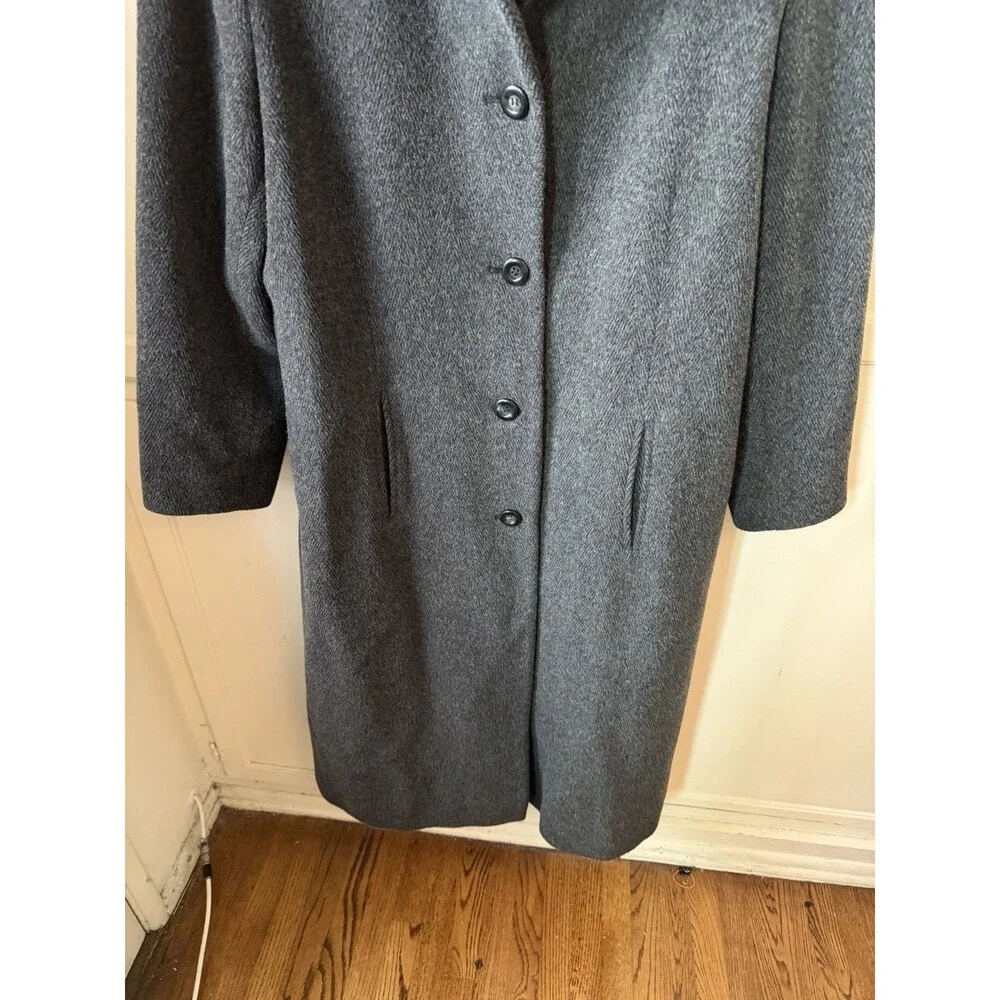 Vintage Evan Picone Wool Mohair Alpaca Long Coat Women’s 14 Charcoal Gray
